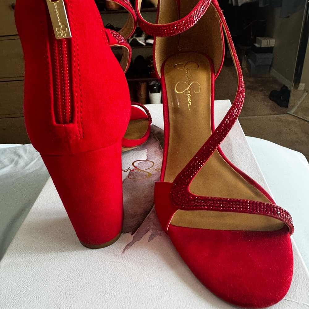 Elegant Red Strappy Heels